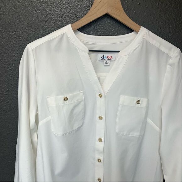 Denim & Co. Roll Tab Sleeve Button Front Soft Utility Tunic - Picture 9 of 13